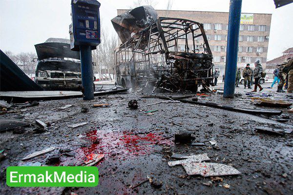 Обстрел Донецка в новогоднюю ночь